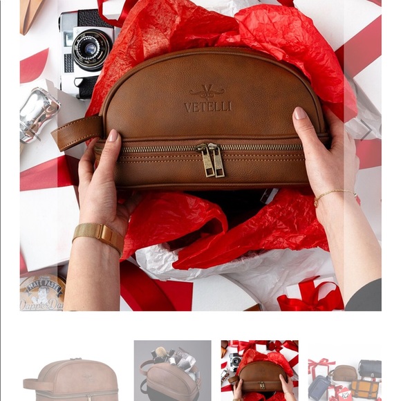 Vetelli Classic Leather Toiletry Bag. - Picture 3 of 5